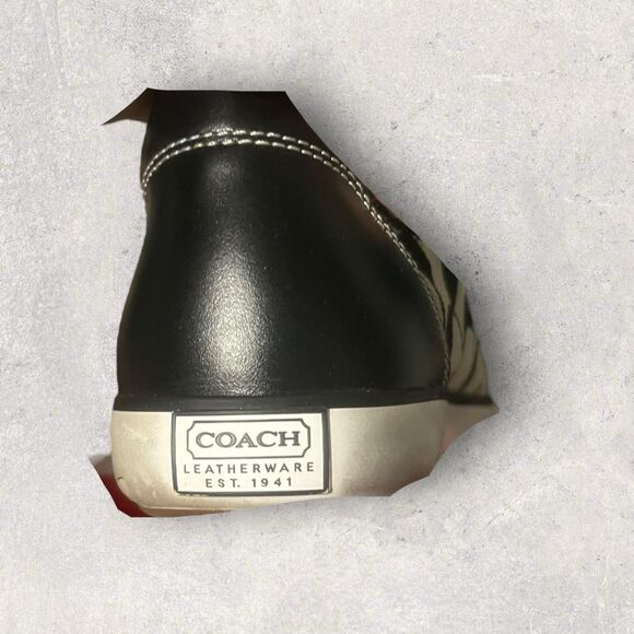 COACH BARRETT LOW-TOP CANVAS LOGO SNEAKERS, GRAY-BLACK, LEATHER TRIM, SZ 8.5 - Picture 12 of 15